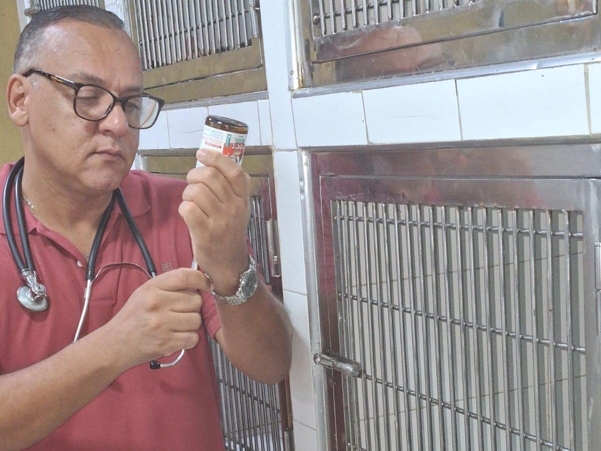 Dr Bassir prépare un vaccin à la clinique
